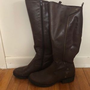 Brown leather boots